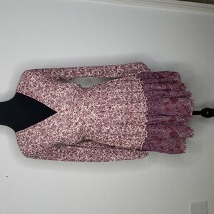 Japna Floral Sheer Babydoll Long Sleeves Mini Dress Size S Country Girl Bohemian